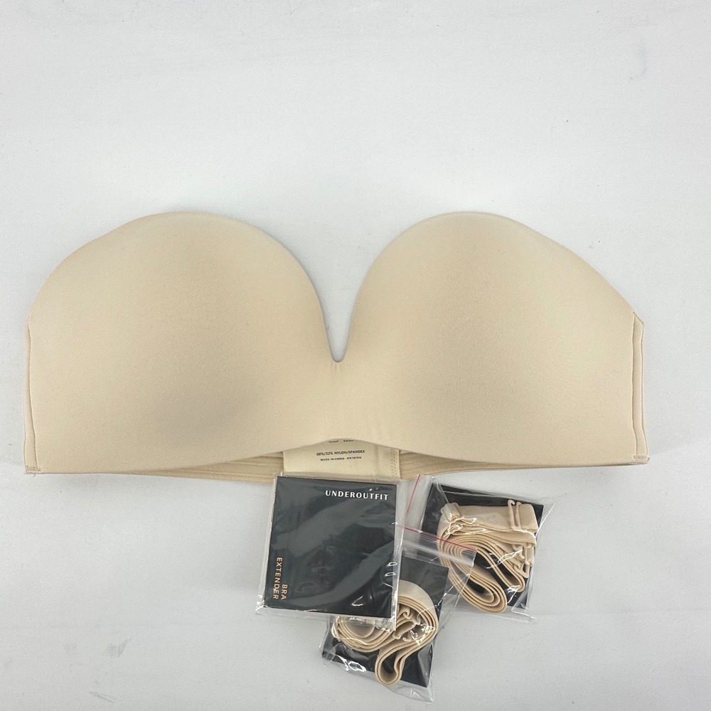 Underoutfit No Strings Attached Convertible Bra Women Size L Beige 1248